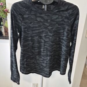 Black Camouflage Long Sleeve Top